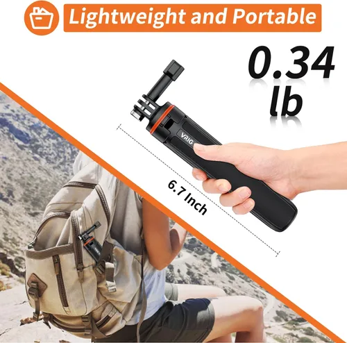 Miniatura 6 de VRIG - Trípode GoPro extensible de 20.1 pulgadas, trípode portátil para cámara de palo selfie para GoPro Max Hero 13 12 11 Mission 1 Pro/DJI Action