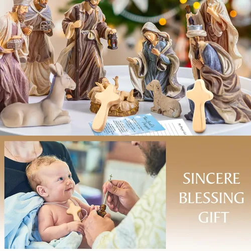 Miniatura 5 de 24 cruces de madera a granel, bolsillo de oración de mano, cruz de pino, pascua, cruz, Jesús, aferrado, regalo cristiano religioso para la primera
