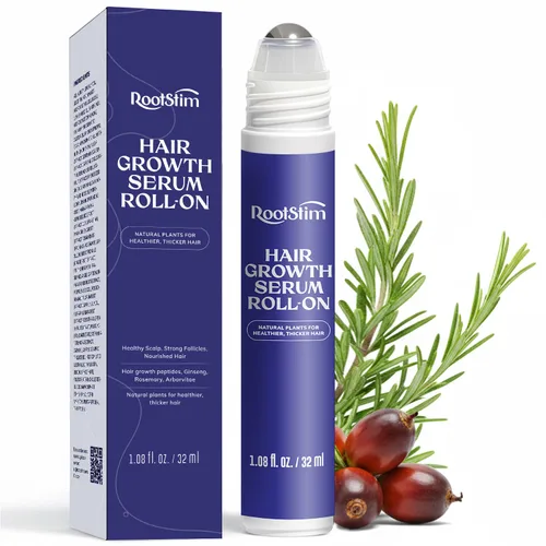 Sérum Roll On para el crecimiento del cabello con romero, cafeína y biotina, ayuda a apoyar el cabello de aspecto más completo, limpia el suero no