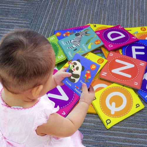 Miniatura 4 de teytoy Juguetes suaves de tarjetas del alfabeto para bebé, 26 unidades, tarjetas flash del alfabeto ABC, juguete de aprendizaje temprano con bolsa