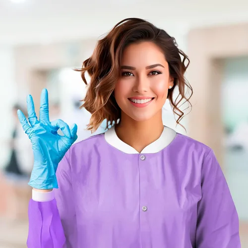 Miniatura 9 de EZGOODZ Abrigos de laboratorio desechables para adultos, morado, mediano, 43 pulgadas de largo, 50 GSM SMS, longitud a la rodilla con cierre a