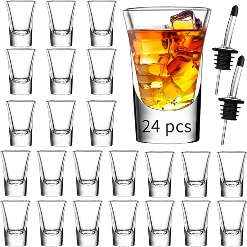 Miniatura 9 de SuproBarware Juego de 36 vasos de chupito de vidrio con base pesada de 1.2 onzas a granel, mini tazas de vino para vodka, whisky, licores, tequila