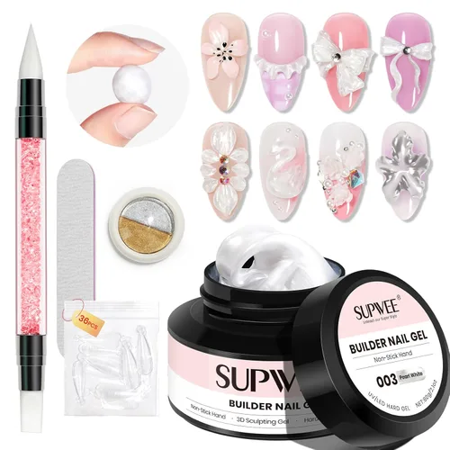 Miniatura 23 de Gel 3D para arte de uñas, gel duro sólido para esculpir uñas, no pegajoso para tallar, extensión de edificios con lápiz de arte de uñas, manicura