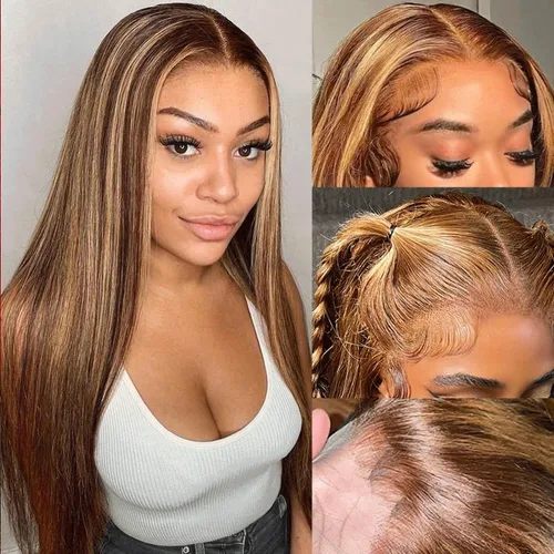 Miniatura 20 de Peluca de cabello humano 613 con encaje frontal 13x6 HD transparente densidad 180% rubia, pelucas de cabello humano con encaje frontal Peluca