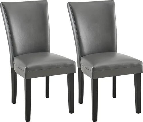 Miniatura 10 de LEEMTORIG Juego de 2 sillas de comedor de piel sintética modernas de mediados de siglo, sillas Parsons tapizadas de lujo con patas de madera maciza