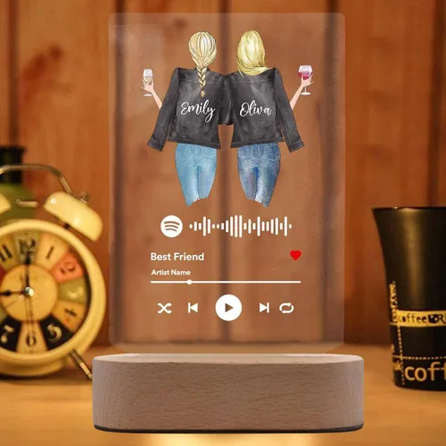 Miniatura 2 de Placa de acrílico de portada de canción y fotografía personalizada de mejores amigas por siempre, álbum de acrílico; regalo ideal para mejores Para