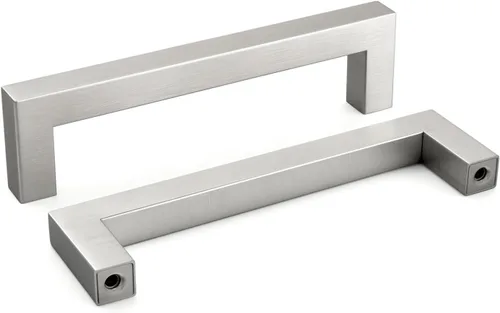 Miniatura 10 de homdiy Paquete de 1 tirador de gabinete de níquel cepillado de 3-3/4 pulgadas, manijas cuadradas de acero inoxidable para puerta de armario
