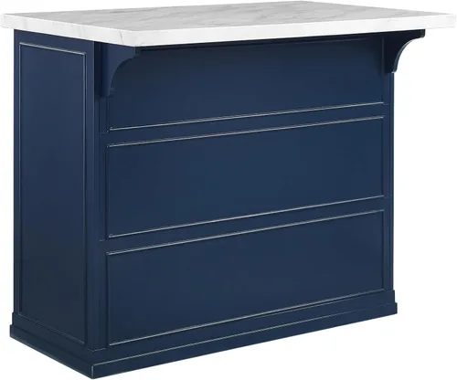 Miniatura 5 de Crosley Furniture Cutler - Isla de cocina con parte superior de mármol sintético con almacenamiento, barra de desayuno, soporte para microondas
