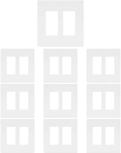 Miniatura 5 de Paquete de 10 cubiertas de placa de pared de una sola banda, marco rectangular de una sola banda para interruptores, tomas de corriente