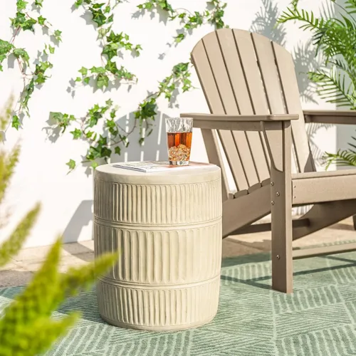 Miniatura 9 de Giltzhome Taburete decorativo antiguo de jardín, 18.25 pulgadas de alto, mesa de acento de ajedrez resistente, mesa auxiliar, soporte para maceta