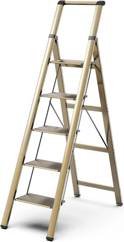 Miniatura 24 de Escalera de 6 escalones para techo de 12 pies de alto, taburete plegable de aluminio ligero con cómodo agarre, escaleras con pedal antideslizante