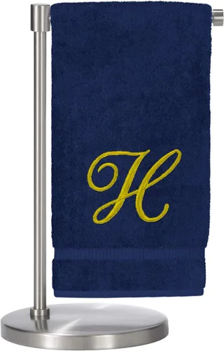 Miniatura 27 de Script R - Toalla de baño con monograma, regalo personalizado, 27 x 54 pulgadas, juego de 1 toalla bordada con texto dorado, 100% algodón turco