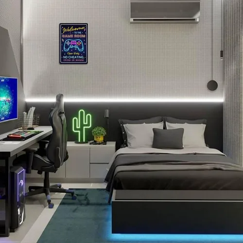 Miniatura 4 de Letrero de bienvenida a la sala de juegos, regalos geniales de decoración de juegos para niños y adolescentes, accesorios y decoración perfectos