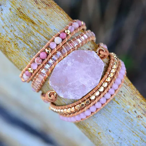 Miniatura 28 de ZOSOJONA - Pulseras bohemias hechas a mano de piedra natural, que dan vuelta, con cuentas de cristal de turquesa