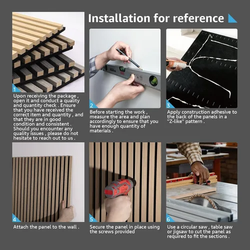 Miniatura 9 de Art3d Paquete de 2 paneles acústicos de madera de 108" x 12" para pared, paneles de listones de madera insonorizados para pared y techo, paneles