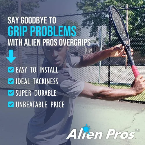Miniatura 3 de Alien Pros - Cinta de agarre para raqueta de tenis (6, 12 o 60 agarres), agarre de tenis precortado y con sensación seca, cinta de agarre