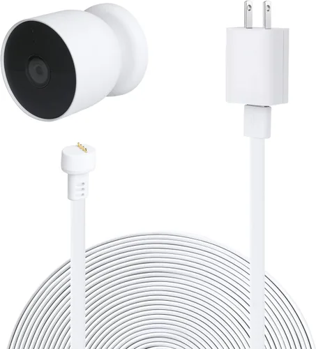 Adaptador de corriente para Google Nest Cam (batería), con cable de carga resistente a la intemperie de 16.4 pies (16.4 ft), color blanco