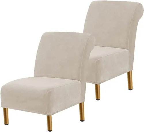 Miniatura 30 de Funda para silla decorativa sin brazos, de terciopelo elástico, extraíble, lavable, protector moderno de muebles con parte inferior elástica