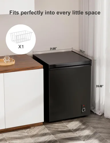 Miniatura 2 de Congelador de 3.5 pies cúbicos tipo cajón - Mini congelador profundo compacto de puerta superior abierta, de pie, eficiente energéticamente