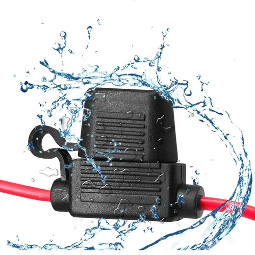 Miniatura 2 de VANTRONIK Portafusibles en línea mediano impermeable con cable AWG calibre 14 de 10 pulgadas de largo, apto para fusibles de hoja estándar ATO ATC