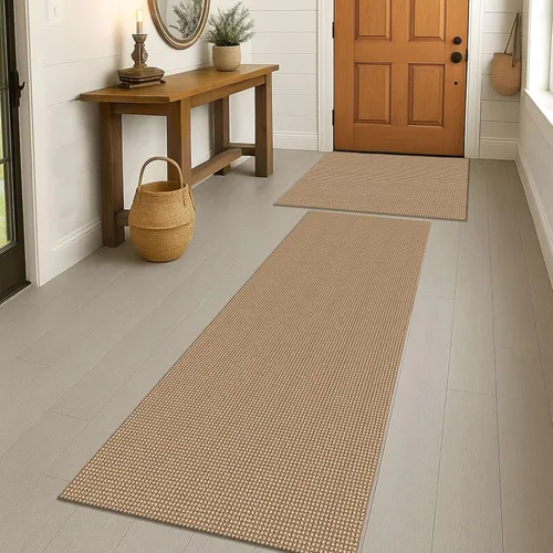 Miniatura 61 de EARTHALL Alfombra de pasillo 3x14 pies, alfombras lavables extra largas para pasillos, tejidas, antideslizante, alfombra trenzada para entrada