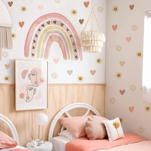 Miniatura 9 de funlife Calcomanías de pared pequeñas de arco iris bohemio para despegar y pegar, autoadhesivas, coloridas calcomanías de pared para decoración