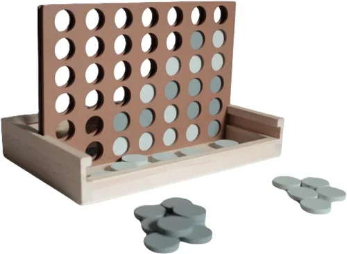 Miniatura 8 de Juego de mesa Neutral de madera Cuatro en fila, juego de mesa Montessori de viaje para dos jugadores estético para niños y adultos, perfecto como