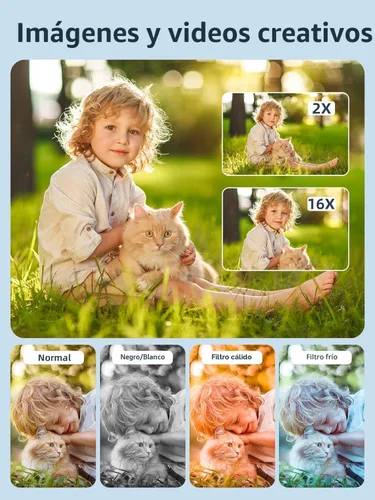 Miniatura 3 de Cámara digital, FHD 1080P Cámara digital de apuntar y disparar con zoom de 16X antivibración, tarjeta de 32 GB, cámara pequeña compacta para niños