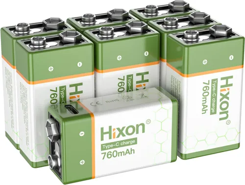 Miniatura 11 de Hixon Baterías de litio recargables USB de 9 V, baterías de iones de litio de larga duración de 760 mAh de 9 voltios con cable de carga tipo C
