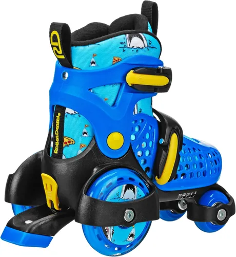 Miniatura 2 de Patines Fun Roll para Principiantes de Roller Derby, Talla Ajustable, Patines para Niños, Niños Pequeños, Niños y Niñas Tiburón de pizza