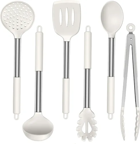 Miniatura 10 de LIANYU Juego de utensilios de cocina de 6 piezas, juego de utensilios de cocina de silicona para utensilios de cocina antiadherentes, utensilios