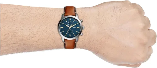 Miniatura 5 de Fossil Men's Townsman Quartz Stainless Steel and Leather Chronograph Watch Cuero Marrón/Plata/Azul
