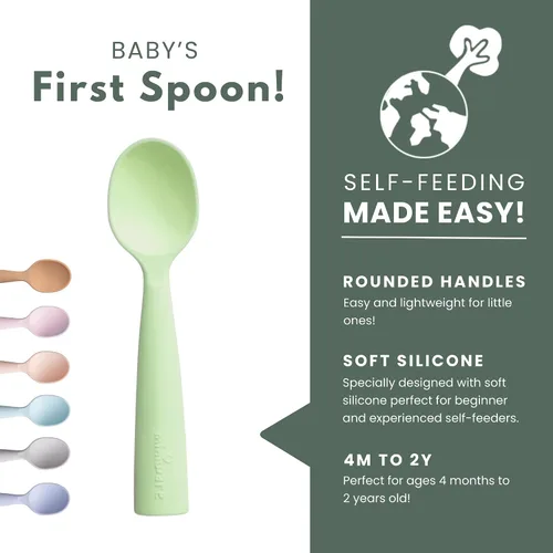 Miniatura 3 de Miniware Cuchara de silicona para bebé para entrenamiento, utensilios para bebés sin BPA, cucharas para bebés de 6 meses, 100% silicona de grado