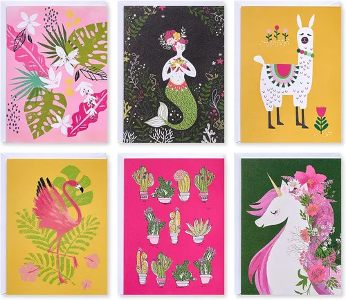 Miniatura 6 de American Greetings Tarjetas surtidas en blanco, lindos animales e iconos (48 unidades)