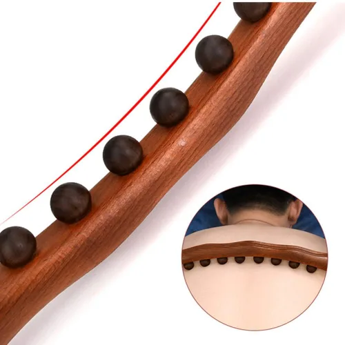 Miniatura 6 de Herramientas de masaje de madera Gua Sha, herramienta de paleta de drenaje linfático de 10 cuentas, herramienta de masaje de mano para esculpir