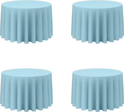 Miniatura 105 de BRILLMAX Paquete de 4 manteles redondos color azul rey de 132 pulgadas, tela de lino de poliéster lavable a granel, para bodas, recepciones, Azul