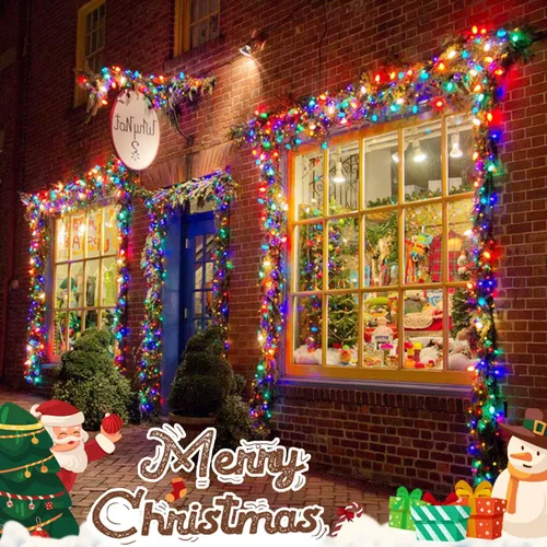 Miniatura 7 de JMEXSUSS Luces de Navidad multicolor que funcionan con pilas con 8 modos de control remoto, impermeables, 33 pies, 100 luces LED de Navidad