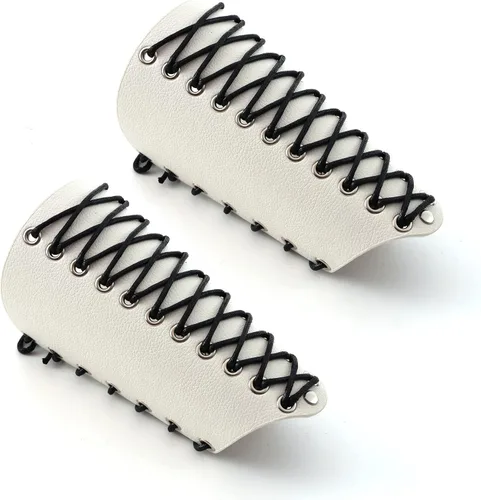 Miniatura 18 de MILAKOO 2 unids hombre negro cuero ancho guantelete pulsera de sujeción brazo armadura brazalete ajustable