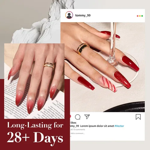 Miniatura 3 de AZUREBEAUTY Polvo de uñas de inmersión, kit de iniciación de 6 colores con purpurina marrón y roja, arte de uñas francesa, manicura de bricolaje