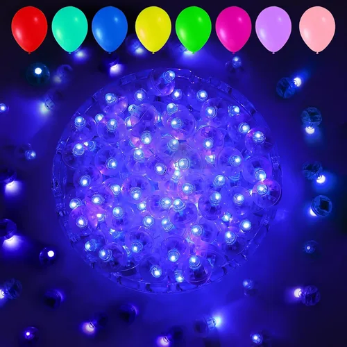 Miniatura 24 de Aogist 100 luces de globo Mutilcolor, luz de bola pequeña impermeable de largo tiempo de espera, lámpara LED redonda para linterna de papel, fiesta