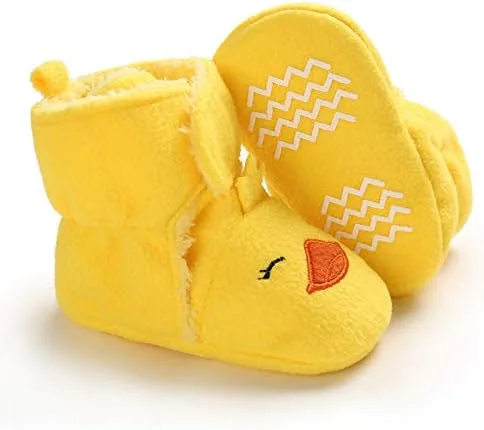 Miniatura 2 de iDzn Botines de forro polar para bebés y niñas, diseño de elefente, zorro, pato, panda, oveja, zapatos para recién nacidos, calzado para bebés