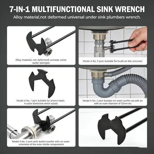 Miniatura 5 de Llave de fregadero multifuncional, llave de fregadero mejorada 2026, herramienta de fontanería, llave de grifo para fregadero debajo del lavabo