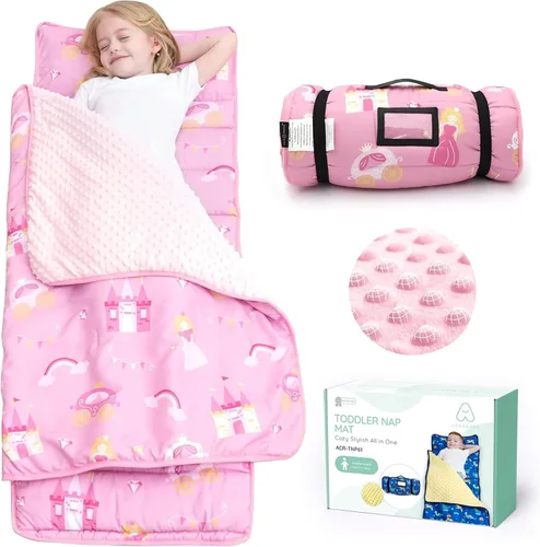 Miniatura 17 de ACRABROS Toddler Nap Mat with Pillow and Blanket, Large Rolled Napping Mats,Slumber Bags for Boys Girls,Kids Sleeping Bag for Daycare, Preschool