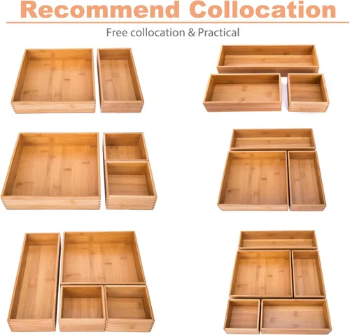 Miniatura 7 de Caja organizadora de bambú para guardar ropa y joyas Caddy Cajas organizadoras cuadradas Cajas de almacenamiento de madera para snacks y nueces