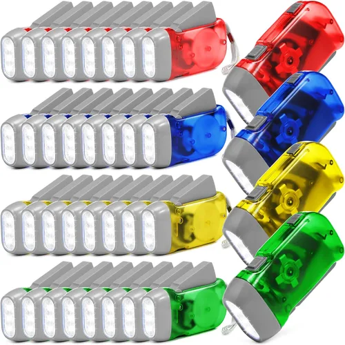 Miniatura 13 de Treela 36 Linternas de Manivela Manual Artículos a Granel para Navidad Linterna de Compresión Sin Batería Requerida Antorcha de 3 Modos de Carga azul