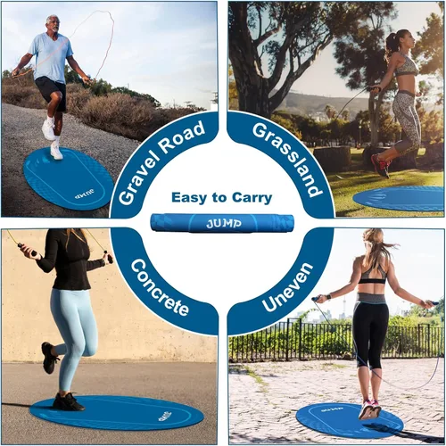 Miniatura 5 de Tapete para Saltar la Cuerda para Exteriores e Interiores, Oval de 52'' x 36'' Tapete de Ejercicio Fitness Antideslizante, Absorción de Impactos