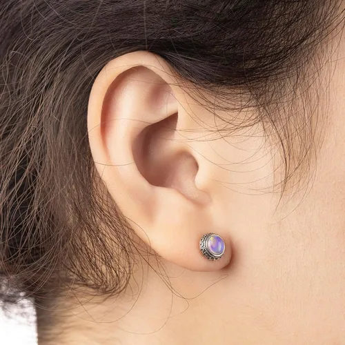 Miniatura 42 de Aretes de plata de ley con piedra natal de cristal real, joyería para mujer, moda occidental 925, envejecida, bohemia, hecha a mano, el mejor regalo