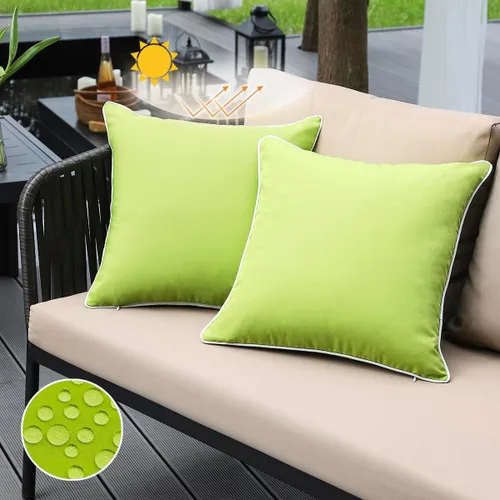 JOJOGOGO Juego de 2 fundas de almohada decorativas impermeables para exteriores de 18 x 18 pulgadas, color verde manzana, primavera, para