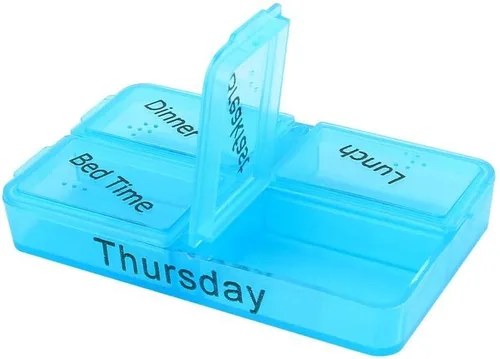 Miniatura 3 de Dispensador semanal, contenedor de almacenamiento de 7 días a la mañana de la mañana, organizador para vitaminas, aceite de hígado de bacalao