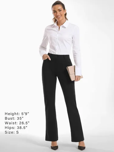 Miniatura 7 de Stelle Pantalones de vestir para mujer de 283032 pulgadas, corte de bota, pantalones de trabajo casuales con bolsillos, para oficina